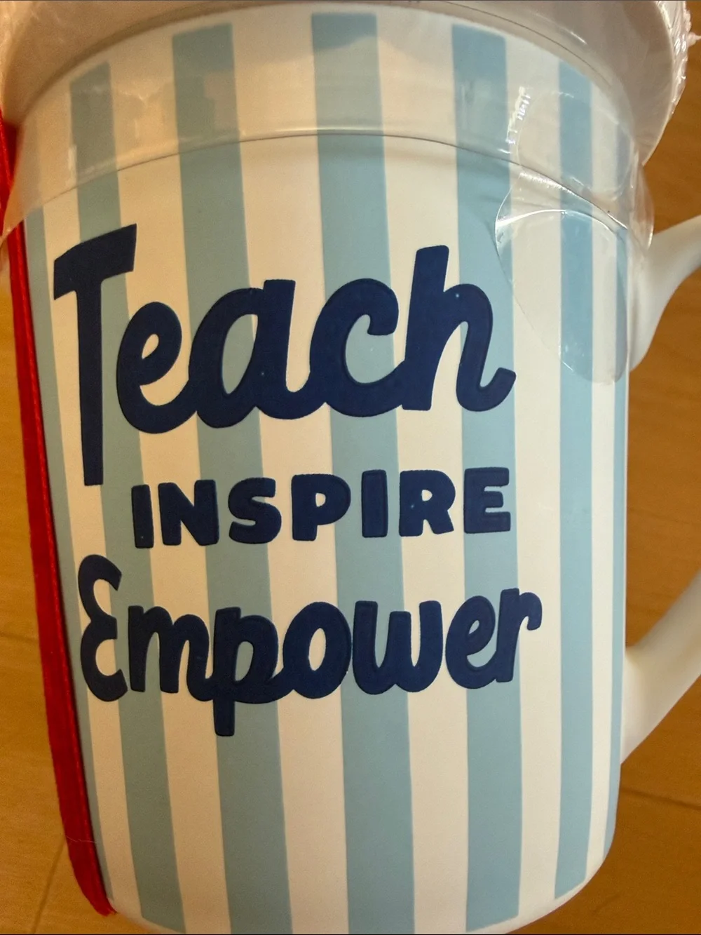 TEACHER APPRECIATION GIFT “TEACH, INSPIRE, EMPOWER” COFFEE MUG & PAD BLUE WHITE